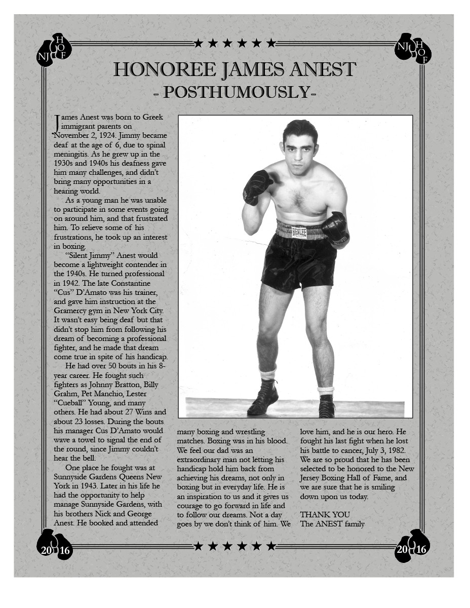 punkt Bangladesh stykke JAMES “JIMMY” ANEST – New Jersey Boxing Hall of Fame